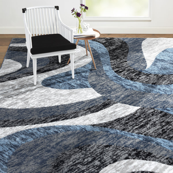 Wrought Studio Roclin Abstract Blue Area Rug & Reviews Wayfair